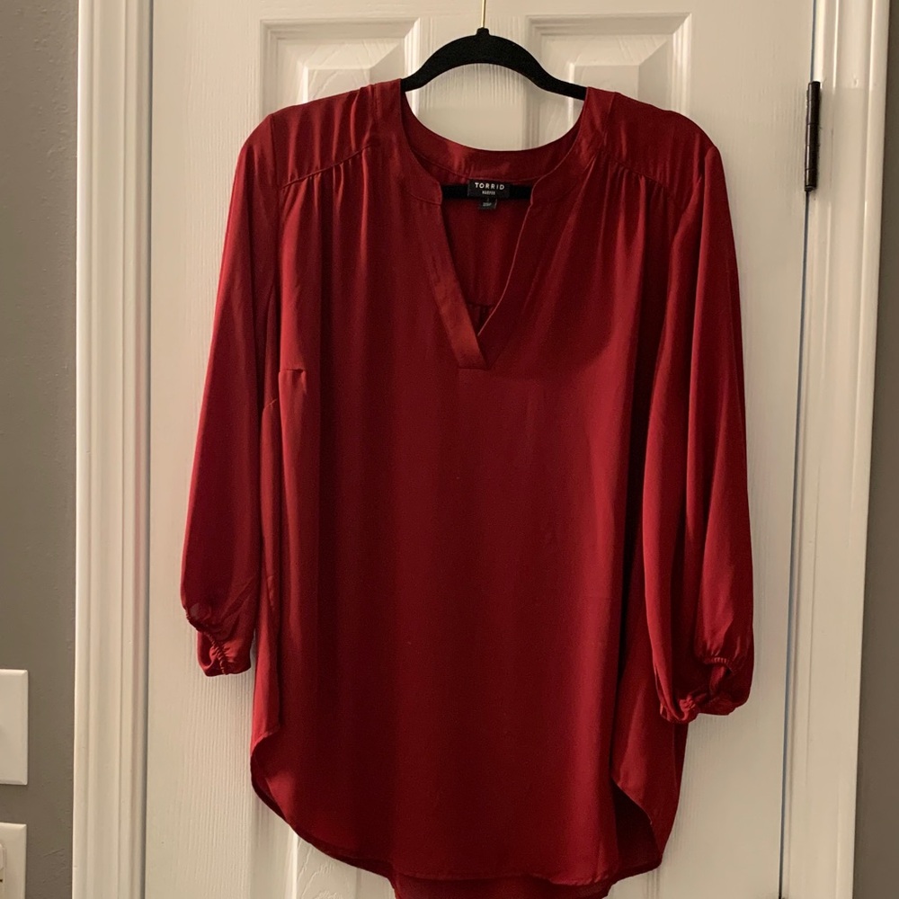 Torrid Rich Red V-Neck Blouse